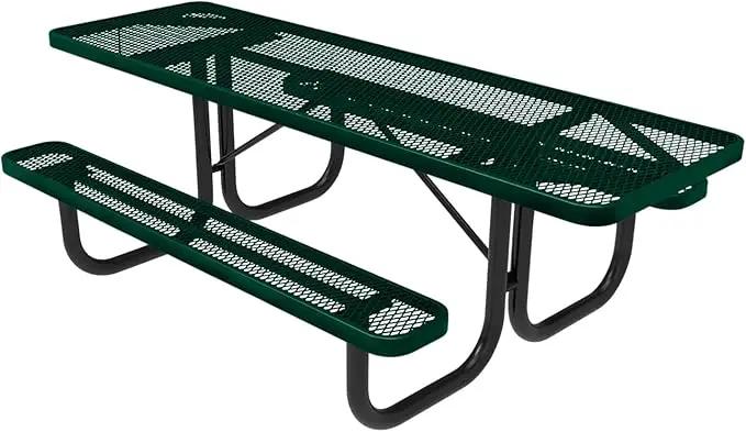 T8H2-DGRN Heavy Duty Rectangular Portable Picnic Table, Handicap Accessible on Both Ends, 8 Ft, Dark Green, Made in America by GreenHaven Gardens