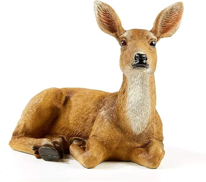 XTAPAN Resin Doe Statue Figurines Female Deer Animal Sculpture Gift Home Decor,Office or Outdoor Garden Statue Woodland Decoration by GreenHaven Gardens