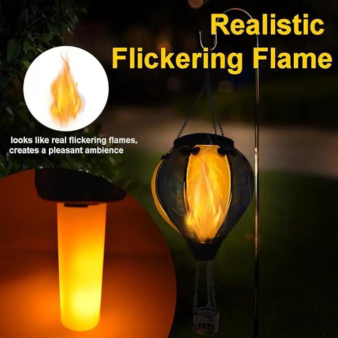Hot Air Balloon Solar Lantern with Flickering Flame Hanging Solar Lanterns Outdoor Lights Waterproof Lanterns Decorative Garden Patio Yard Party Decor Rose Red&Blue by GreenHaven Gardens