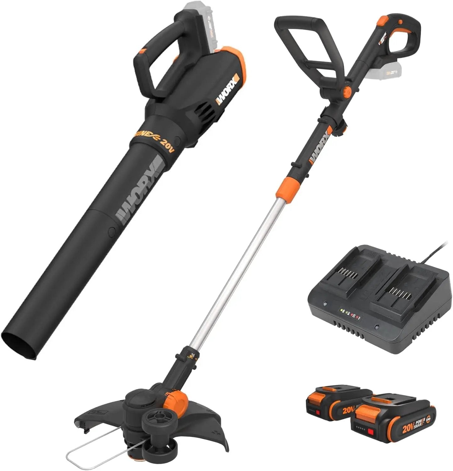 Worx 20V GT Revolution 12" Cordless String Trimmer & Turbine Leaf Blower Power Share Combo Kit - WG930.2 (Batteries & Charger Included) by GreenHaven Gardens