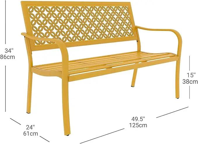 Grand patio 50" Outdoor Bench Garden Bench with Armrests Bench for Outdoors Lawn Yard Porch Sunflower Yellow by GreenHaven Gardens