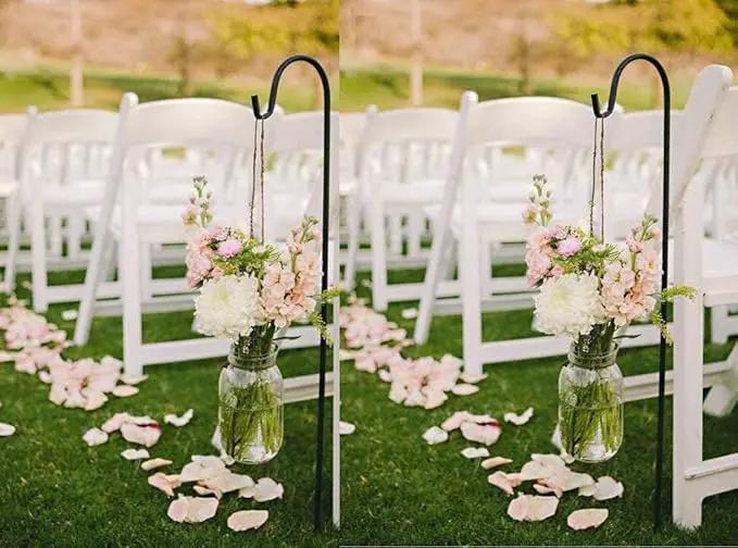 Ashman Black Shepherd Hook 48 Inch (2 Pack), 10MM Thick, Super Strong, Rust Resistant Steel Hook Ideal for Use at Weddings, Hanging Plant Baskets, Solar Lights, Lanterns, Bird Feeders. by GreenHaven Gardens