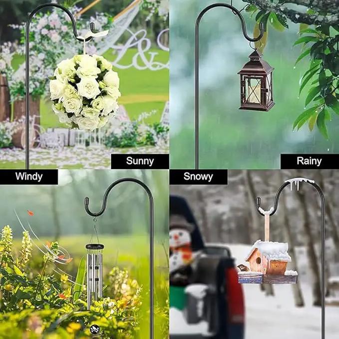 CMASTER Shepherd Hook for Outdoor, 1 Pack 46Inch Bird Feeder Pole with 5 Prong Base Heavy Duty Adjustable Garden Hook for Hanging Plant, Hummingbird Feeder, Lantern(46Inch) by GreenHaven Gardens