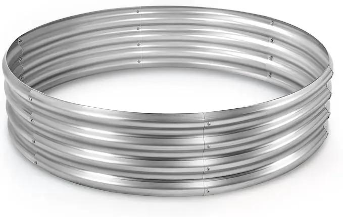Land Guard Galvanized Raised Garden Bed Kit, Galvanized Planter Raised Garden Boxes Outdoor, Round Large Metal Raised Garden Beds for Vegetables …… by GreenHaven Gardens