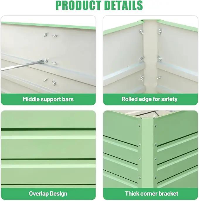 SnugNiture 2 Pcs 4x2x2FT Raised Garden Bed Galvanized Planter Garden Boxes Outdoor, Deep Root Planter Raised Bed for Vegetables Flowers Herbs,Green by GreenHaven Gardens