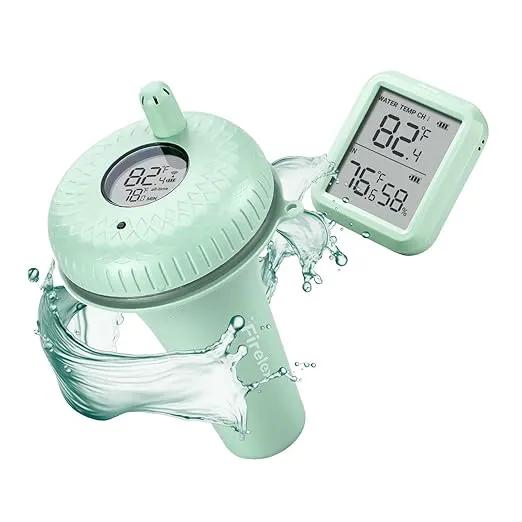 Firelex Wireless Digital Pool Thermometer Floating Easy Read, with Indoor Temperature Humidity Monitor for Swimming Pools Hot Tubs Small Ponds Aquariums by GreenHaven Gardens