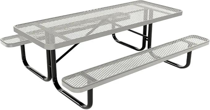 Coated Outdoor Furniture Heavy-Duty Portable Outdoor Kids Table, Expanded Metal Kids Picnic Table, Commercial-Grade Picnic Table, Made in America (6ft Rectangular, Childrens, Textured Grey) by GreenHaven Gardens