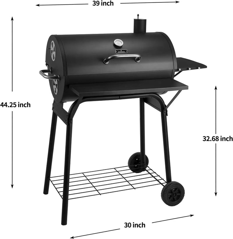 Charcoal Grills Outdoor BBQ Grill 30INCH Barrel Charcoal Grill with Side Table, 627 Square Inches, Outdoor Backyard Camping Picnics, Patio and Parties, Black by DNKMOR by GreenHaven Gardens