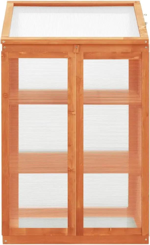 Solid Firwood Garden Portable Wooden Greenhouse with 2 Shelves and Open Bottom, Mini Greenhouse Cabinet 23.6"x17.7"x39.4"/Brown by GreenHaven Gardens