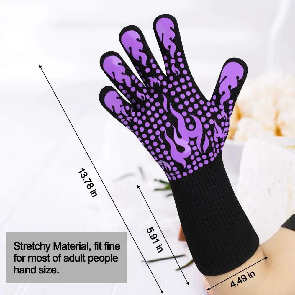 Comsmart BBQ Gloves, 1472 Degree F Heat Resistant Grilling Gloves Silicone Non-Slip Oven Gloves Long Kitchen Gloves for Barbecue, Cooking, Baking, Cutting by GreenHaven Gardens