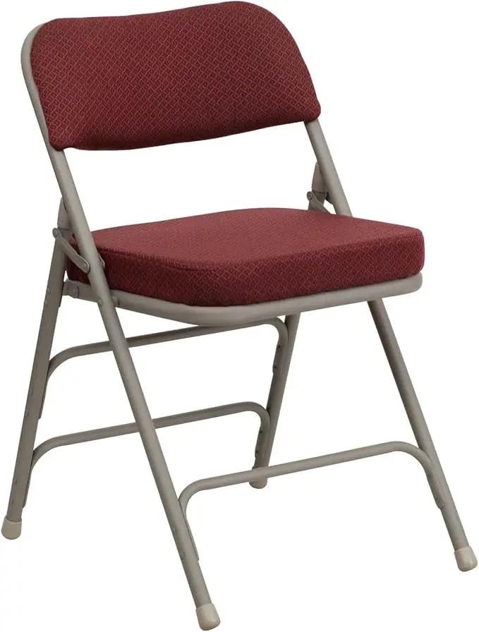 Flash Furniture 4 Pack HERCULES Series Premium Curved Triple Braced & Double Hinged Burgundy Fabric Metal Folding Chair by GreenHaven Gardens