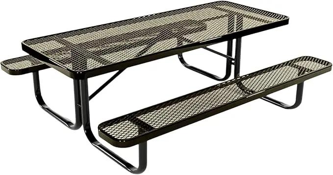 Heavy-Duty Portable Outdoor Kids Table, Expanded Metal Kids Picnic Table, Commercial-Grade Picnic Table, Made in America (6ft Rectangular, Childrens, Textured Gold Vein) by GreenHaven Gardens
