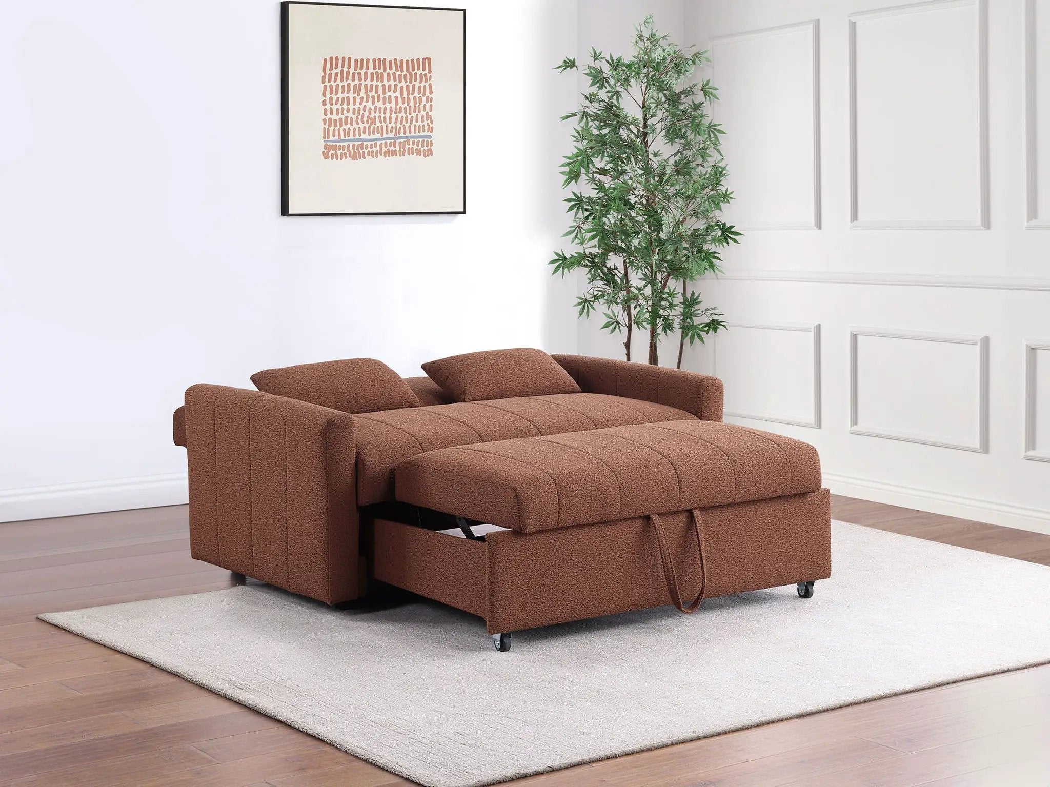 Portland Boucle Upholstered Sleeper Sofa Bed Copper by Unique Piece Furniture