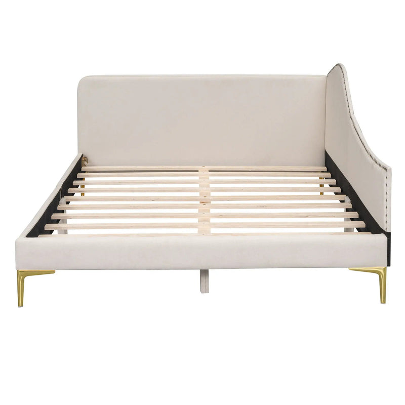 Upholstered Daybed With Headboard And Armrest, Support Legs by Unique Piece Furniture