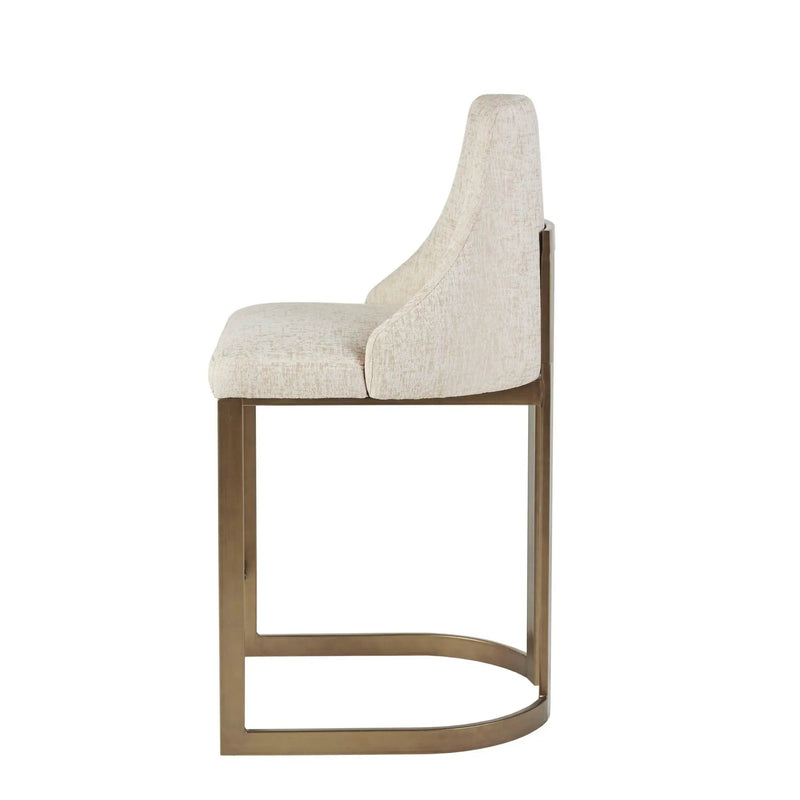 Upholstered Counter Stool With Metal Base - Cream by HouseOfZazla