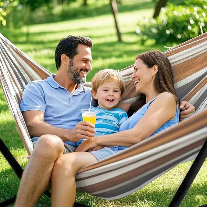 Double Hammock, Heavy Duty Portable, 500 lb Weight Capacity, Perfect for Both Indoors and Outdoors, 2 Person Hammock with Carrying Bag, Coffee by GreenHaven Gardens