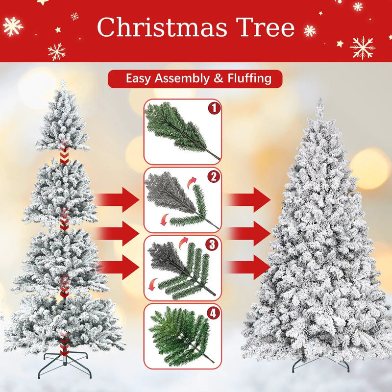 5FT Flocked Christmas Tree with Pine Cones by HouseOfZazla