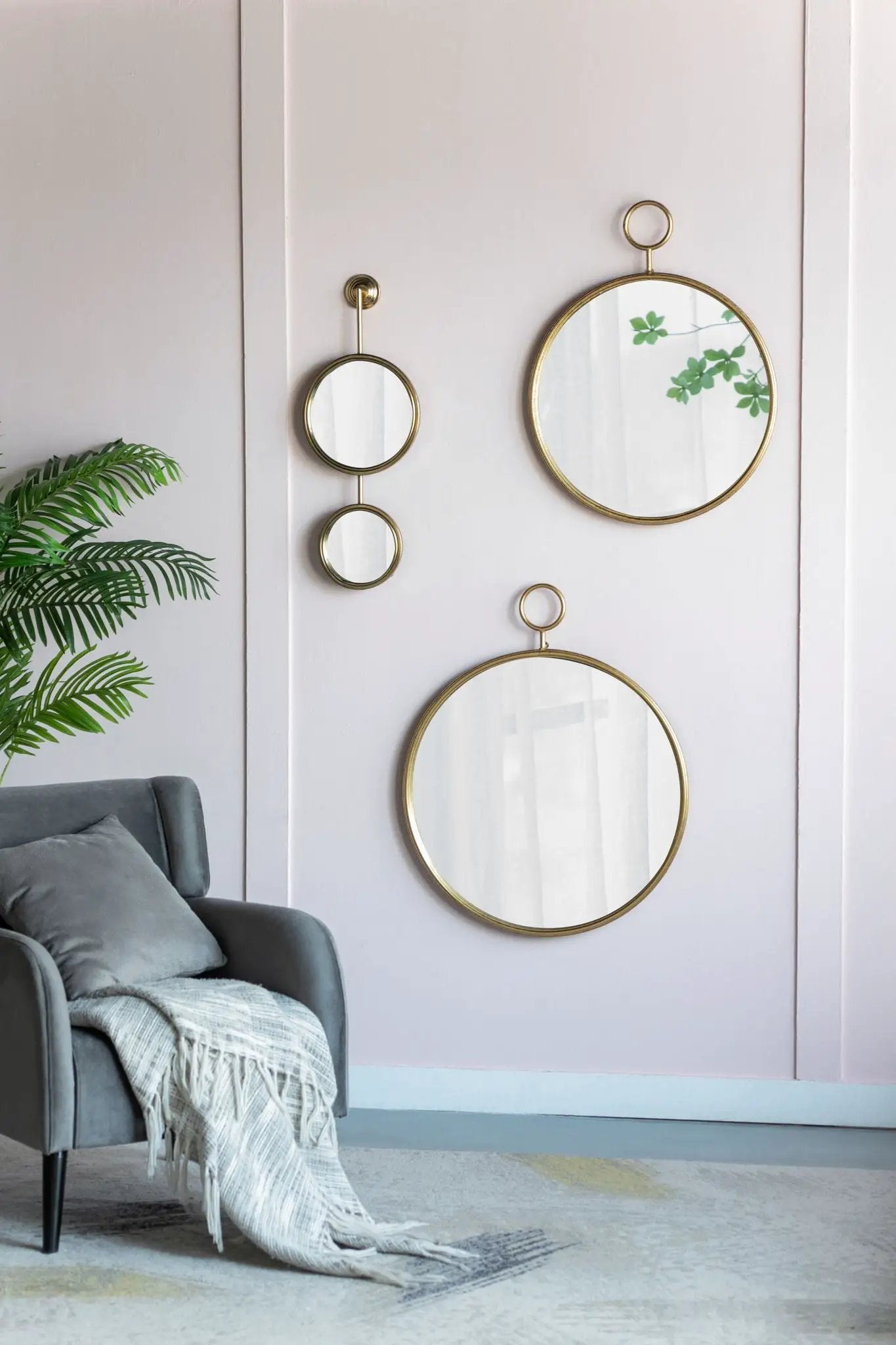 Circle Wall Mirror With Iron Frame, Accent Mirror For Living Room by HouseOfZazla