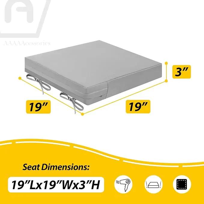 AAAAAcessories Outdoor Seat Cushions for Chairs, Waterproof, Fade-Resistant Patio Furniture Replacement Cushions, 19" x 19" x 3", Set of 2, Gray by GreenHaven Gardens
