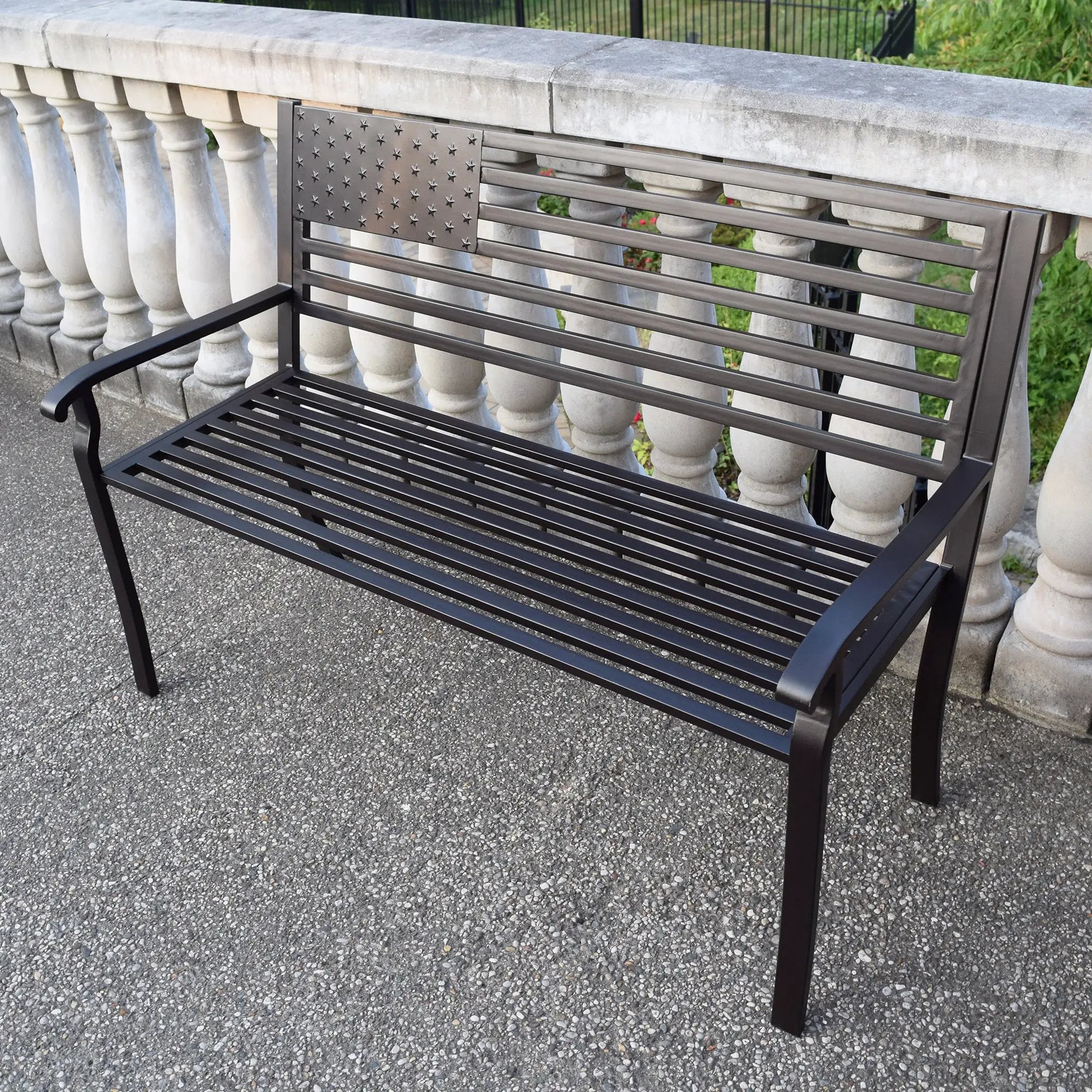 Steel Patio 50-in American Pride Bench in Coffee Finish by Sharicks