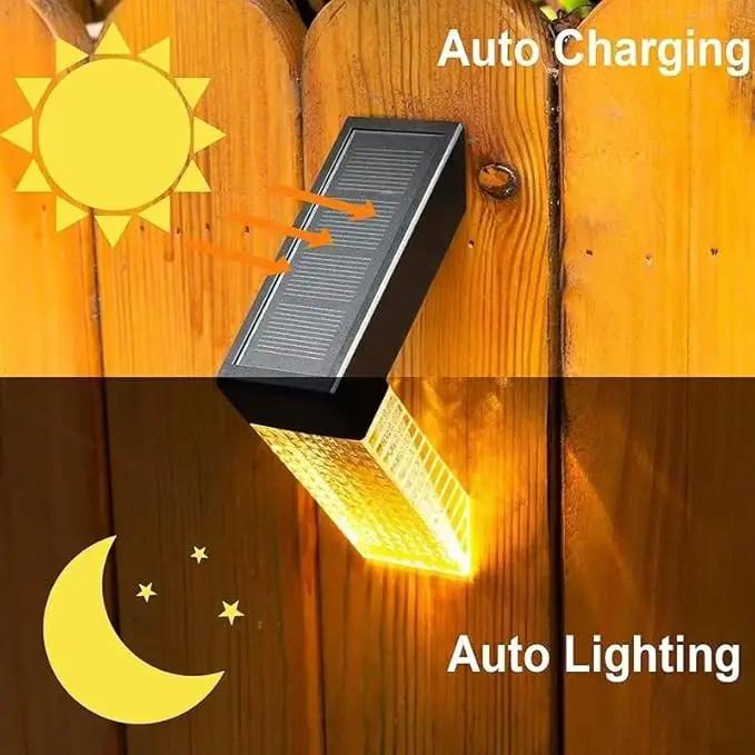 [4-pack] Outdoor solar lights, waterproof induction stair step lights, IP65 waterproof, automatically light up at dark, suitable for stairs, garden fences, flower bed decorations and terraces by GreenHaven Gardens