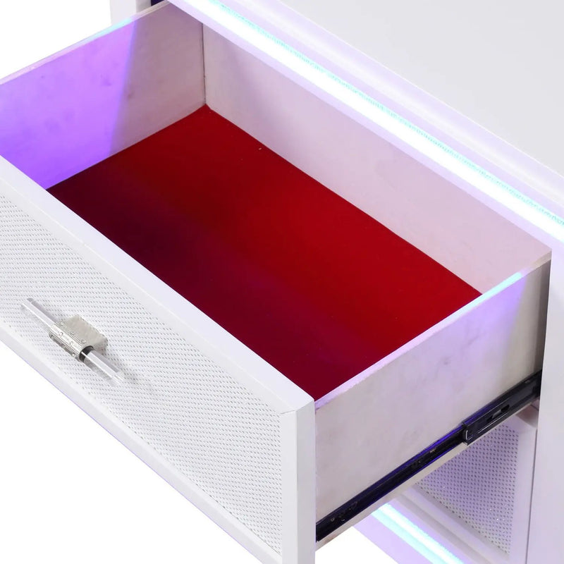 Opium - 2 Drawer Nightstand With LED Lights - White