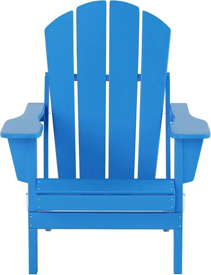 WO Home Furniture Adirondack Chairs Table Set of 3 PCS Outdoor Folding Chairs Coffee Table Weather/UV Resistant for Lawn, Garden, Bon Fire, Balcony (Pacific Blue) by GreenHaven Gardens
