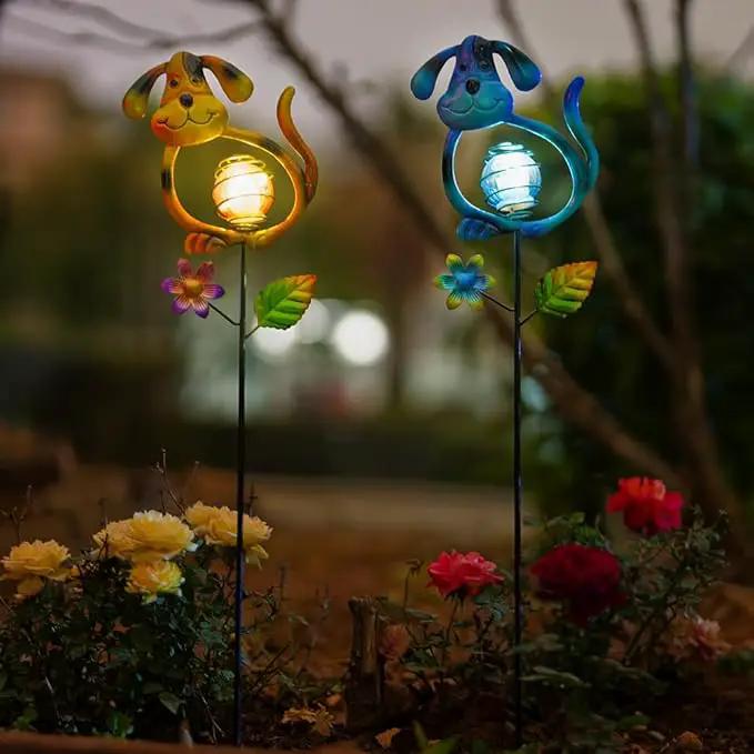 Solar Outdoor Garden Lights,27.4''H Dog Solar Figurine Lights,Waterproof Solar Decorative Garden Stakes for Lawn Patio Pathway, Solar Lights for Outside for Mom,Women,Dog Lovers by GreenHaven Gardens