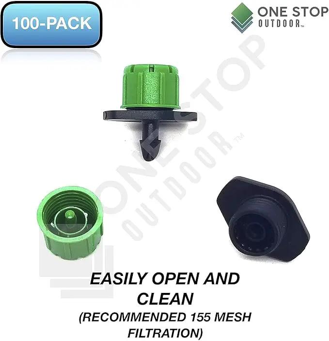 (25-Pack) - 1/4" Inch Universal Barbed Drip Emitter - Adjustable Flow 0-18.5 GPH Fit 1/4 (4-7mm) Drip Irrigation Tubing - Professional Grade (25 Pack Dripper Only) by GreenHaven Gardens