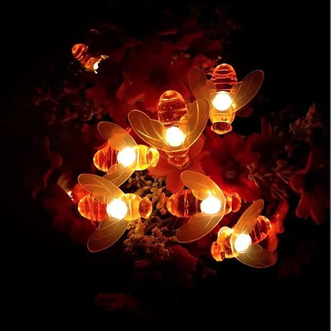 Plug-in Bee String Lights, 33Ft 100 Led Bee Shape Fairy Lights 8 Modes for Garden, Patio, Lawn Decoration (Warm White) by GreenHaven Gardens