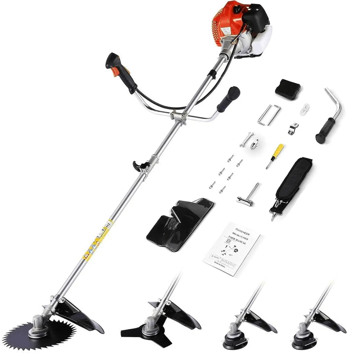 Homdox 58cc 2-Cycle Gas Weed Eater, 4 in 1 Brush Cutter, String Trimmer and Gas Weed Wacker Trimmer for Lawn and Garden Care Trimming, Red by GreenHaven Gardens