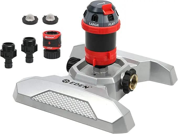 Eden Metal Adjustable 6-Pattern Rotary Gear Drive Garden Sprinkler Bundle with Oscillating Sprinkler for Yard by GreenHaven Gardens