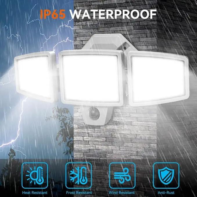 65W LED Flood Light Outdoor, 6500LM, Waterproof, 6500K Motion Sensor Flood Lights Outdoor with Adjustable 3 Head Detected Floodlight for Outside Entryway Garage, Yard, Porch, White, 2 Pack by GreenHaven Gardens