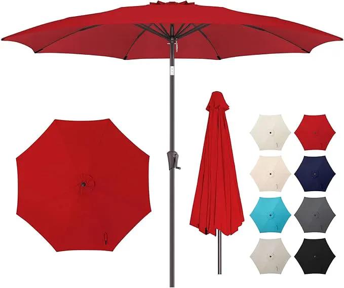 10ft Outdoor Patio Umbrella - Table Umbrella Waterprool UV Protection, Sombrillas de Patio with Push Button Tilt&Crank, Sun Umbrella for Pool, Porch, Garden, Deck, Backyard(Red) by GreenHaven Gardens