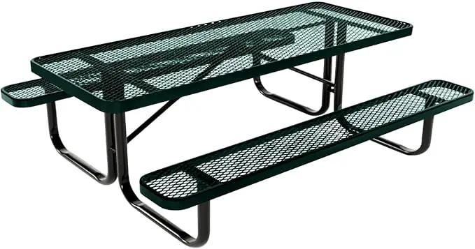 Coated Outdoor Furniture Heavy-Duty Portable Outdoor Kids Table, Expanded Metal Kids Picnic Table, Commercial-Grade Picnic Table, Made in America (6ft Rectangular, Childrens, Dark Green) by GreenHaven Gardens
