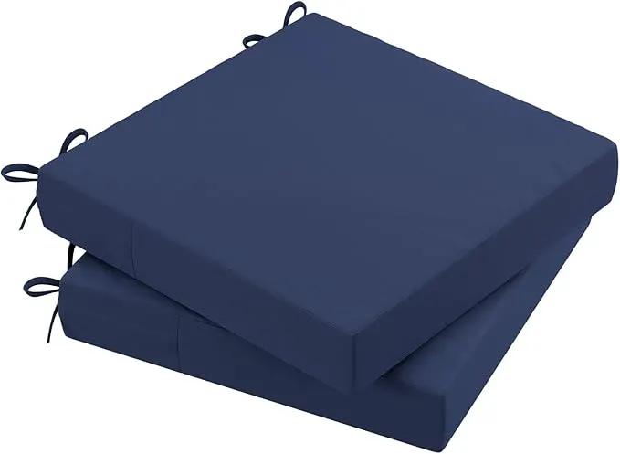 AAAAAcessories Outdoor Seat Cushions for Chairs, Waterproof, Fade-Resistant Patio Furniture Replacement Cushions, 19" x 19" x 3", Set of 2, Navy Blue by GreenHaven Gardens
