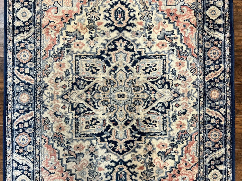 Karastan Blue Heriz Rug #748, Vintage Wool Karastan Carpet 4.3 x 6, Discontinued Original 700 Series Karastan Area Rug by Jewel Rugs