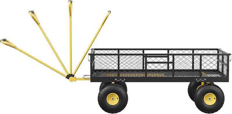 900 LBS Garden Dump Cart with Removable Sidewalls, Heavy Duty Steel Dump Wagon with 180° Swivel Handle & 10-inch Tires, Yard Cart Utility Wheelbarrow for Backyard Farm by GreenHaven Gardens