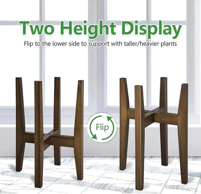 Plant Stand Indoor, Bamboo Plant Shelf, Adjustable Corner Plants Flower Holders Single Floor Plant Stand, Fits 8 to 12 Inches Pots,(Pot & Plant Not Included)(walnut) by GreenHaven Gardens