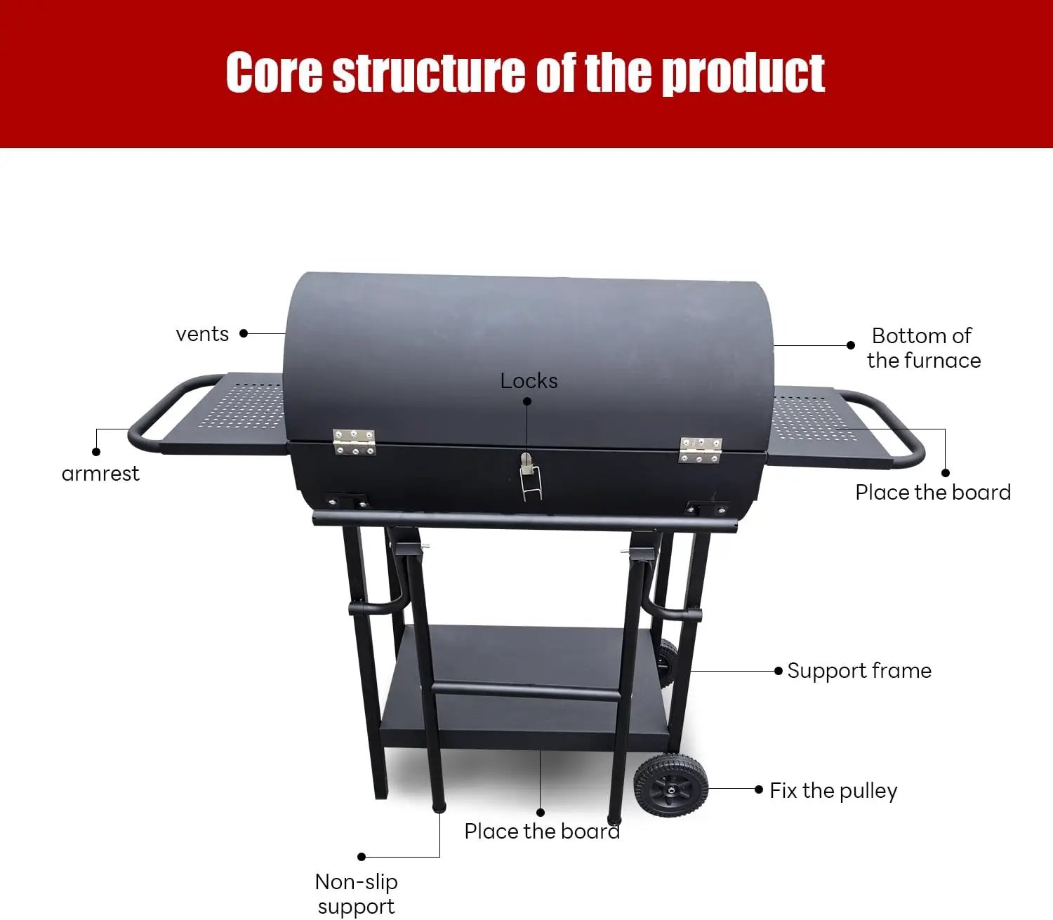 Charcoal Grill - Charcoal Barrel Grill with side shelf, Large Stainless Steel BBQ Grill suitable for outdoor camping,backyards, and patios (Extra Large) by GreenHaven Gardens