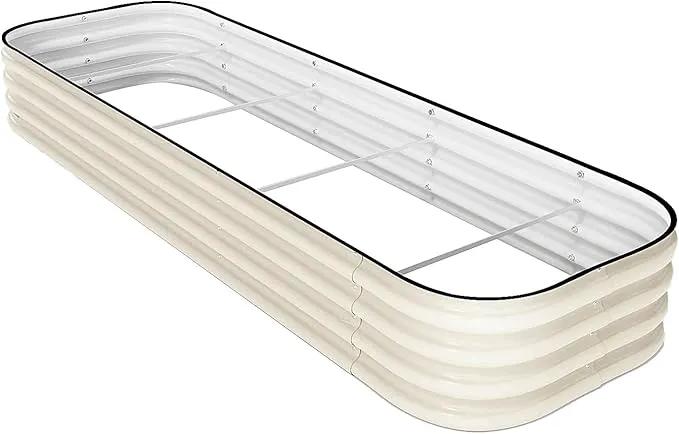 DaisyVibe Raised Garden Bed Kit, Planter Raised Garden Boxes Outdoor, Oval Large Metal Raised Garden Beds for Vegetables Flowers (White, 6.5ftx2ftx1ft) by GreenHaven Gardens