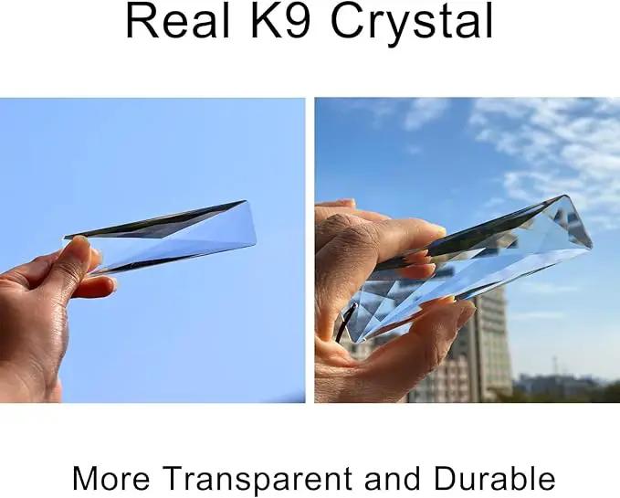 2PCS 5" Large Crystal Sun Catcher Prisms, STINO Hanging Suncatchers with Glass Prism, Rainbow Maker for Windows, Balcony, Kitchen, Garden Decoration (1, Net Rectangle Clear 2Pcs) by GreenHaven Gardens