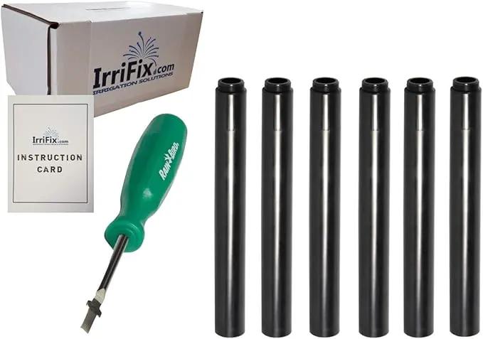 Box Set - Rain Bird Popup Riser Extensions 1800EXT | RainBird Universal Sprinkler Extenders 1800-EXT | Set of 6 with Instruction Card & RotorTool Screwdriver by GreenHaven Gardens