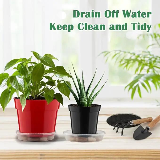 20 Pack 6 Inch Plant Pots, Thickened Plastic Flower Pots with 20 Pcs Water Collecting Trays, 20 Soil Block Mesh Pads, Red by GreenHaven Gardens