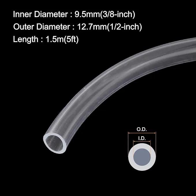3/8" x 1/2" Clear Plastic PVC Tubing 5ft Flexible Vinyl Tube, [for Garden Irrigation, Water Hose, Fish Tank, Aquarium] - 9.5x12.7mm by GreenHaven Gardens