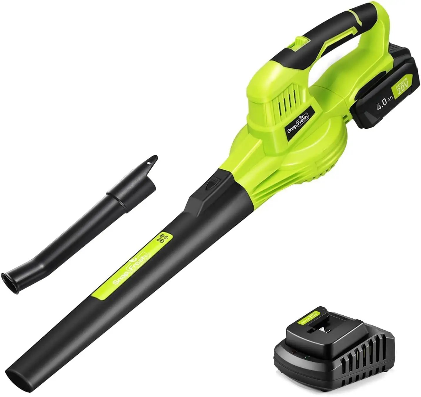 SnapFresh Cordless Leaf Blower, 20V Electric Leaf Blower with 4.0Ah Battery & Fast Charger, 2-Speed Lightweight Battery Leaf Blower for Lawn Care/Patio/Yard/Sidewalk by GreenHaven Gardens
