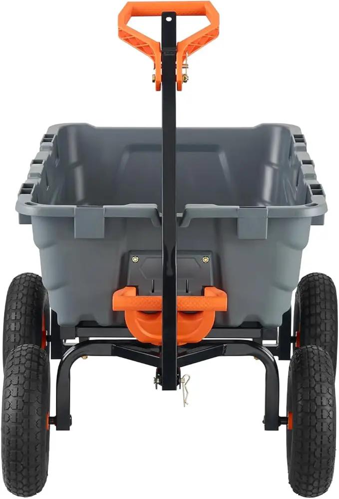 VEVOR 1200lbs 7Cu.Ft. Garden Dump Cart with 2-in-1 Convertible Handle and 13in All Terrain Wheels, Heavy Duty Poly Yard Dump Wagon Utility ATV Trailer Dump Cart Tow Behind for Lawn Mower Tractor by GreenHaven Gardens