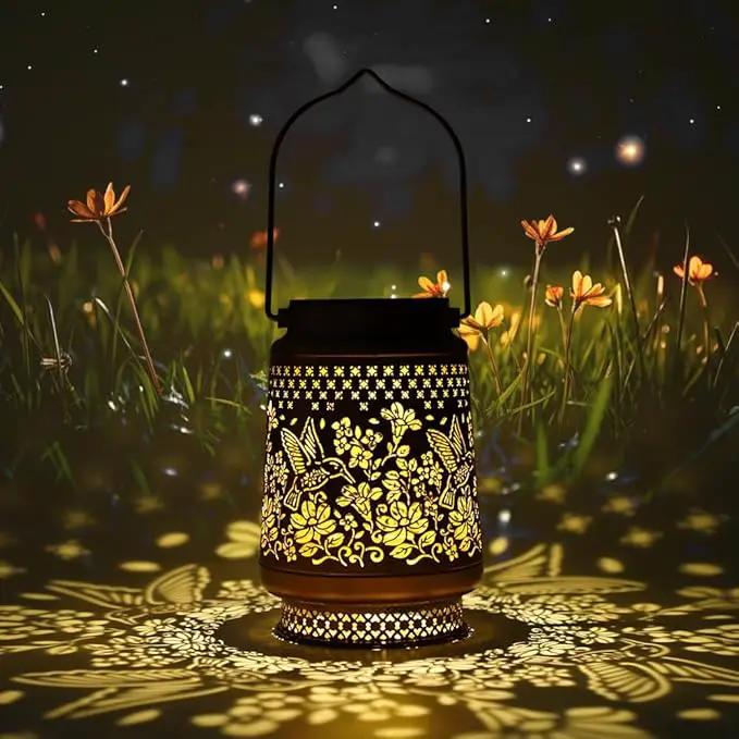 2 Pack Hummingbird Solar Lanterns Garden Decor, Birthday Gifts for Mother Grandma ,Metal Hanging Solar Lights Waterproof Outdoor Decoration, LED Lanterns for Yard Patio Lawn Pathway Landscape by GreenHaven Gardens