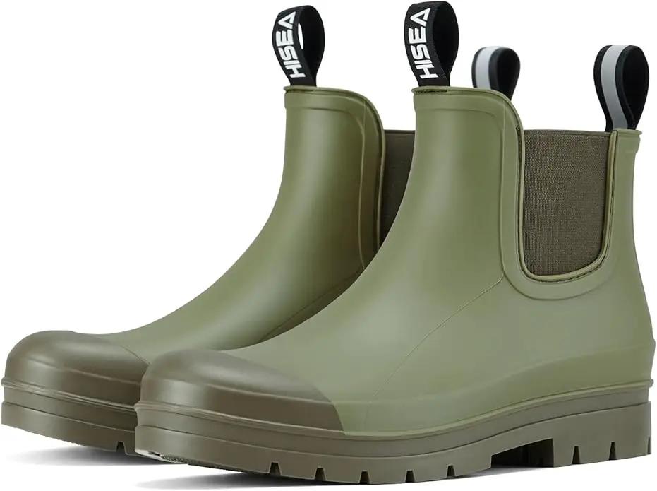 HISEA Women's Short Rain Boots Waterproof Garden Shoes Rubber Chelsea Boots Anti-Slipping Rainboots for Ladies with Comfort Insole Lightweight Stylish Ankle Rain Shoes Outdoor Work Booties by GreenHaven Gardens