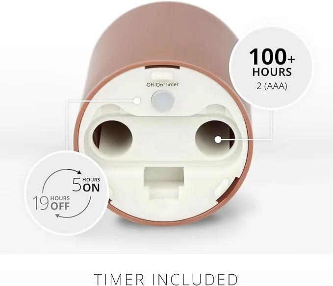Luminara Outdoor Votive Flameless LED Candle, Baked Clay 2" x 3.2", Moving Flame Battery Operated Timer Remote Ready IPX4 Matte Plastic Finish by GreenHaven Gardens
